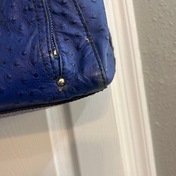 Kate Spade New York Blue Ostrich Embossed Leather Zip Shoulder Bag - Picture 5 of 8